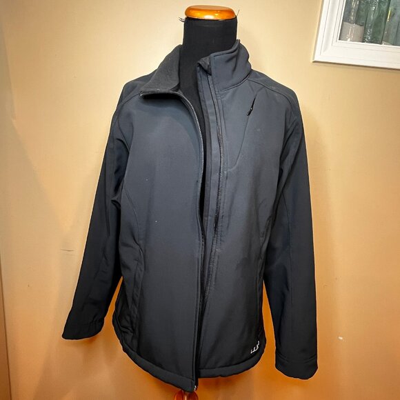 L.L.Bean Women's Black Fleece Lined Full Zip Jacket Bkack Size XL Windproof Coat - Picture 1 of 12